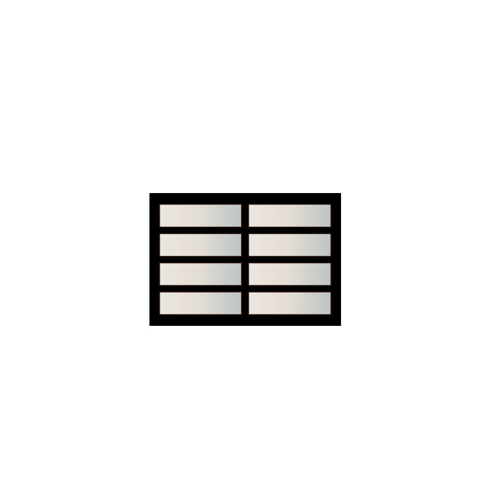 Graphic representation of a tinted glass sectional garage door for modern homes