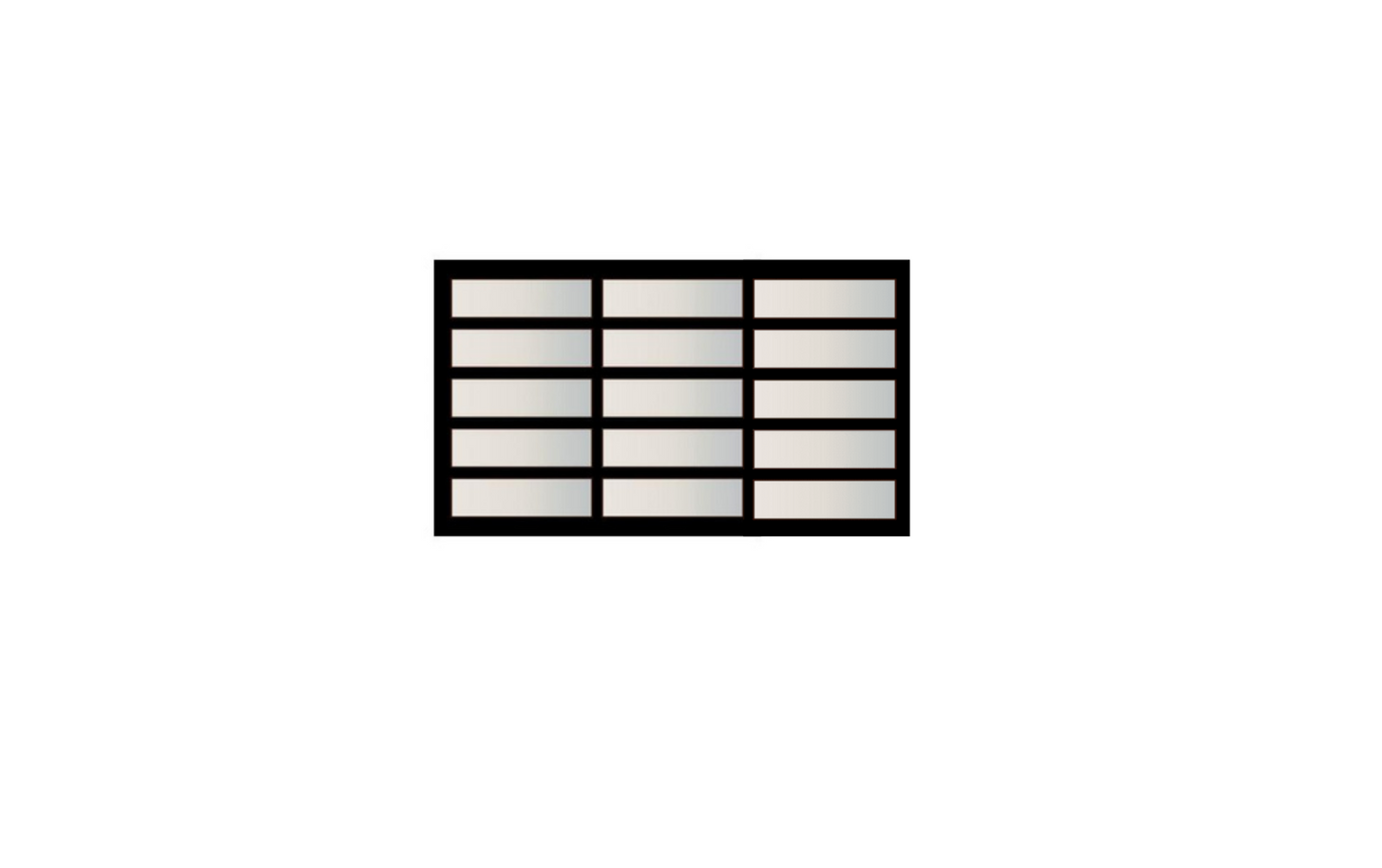 Graphic representation of a frosted glass sectional garage door for modern homes