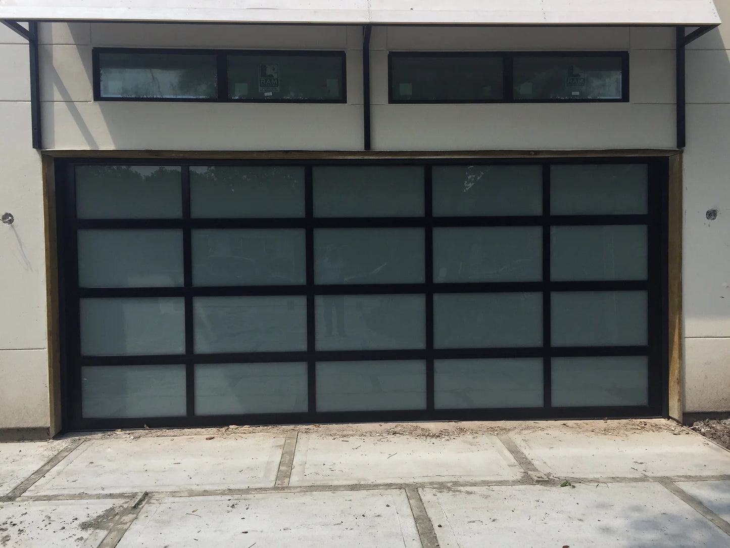 Matte Black Frosted Glass Garage Door - 16 X 7 ft - nickkys garage doors