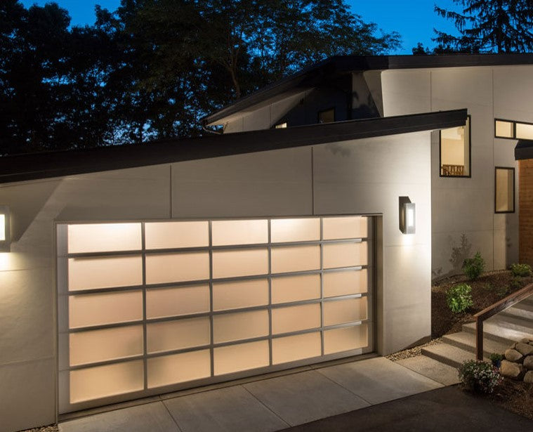 Matte Black Frosted Glass Garage Door - 16 X 8 ft - nickkys garage doors