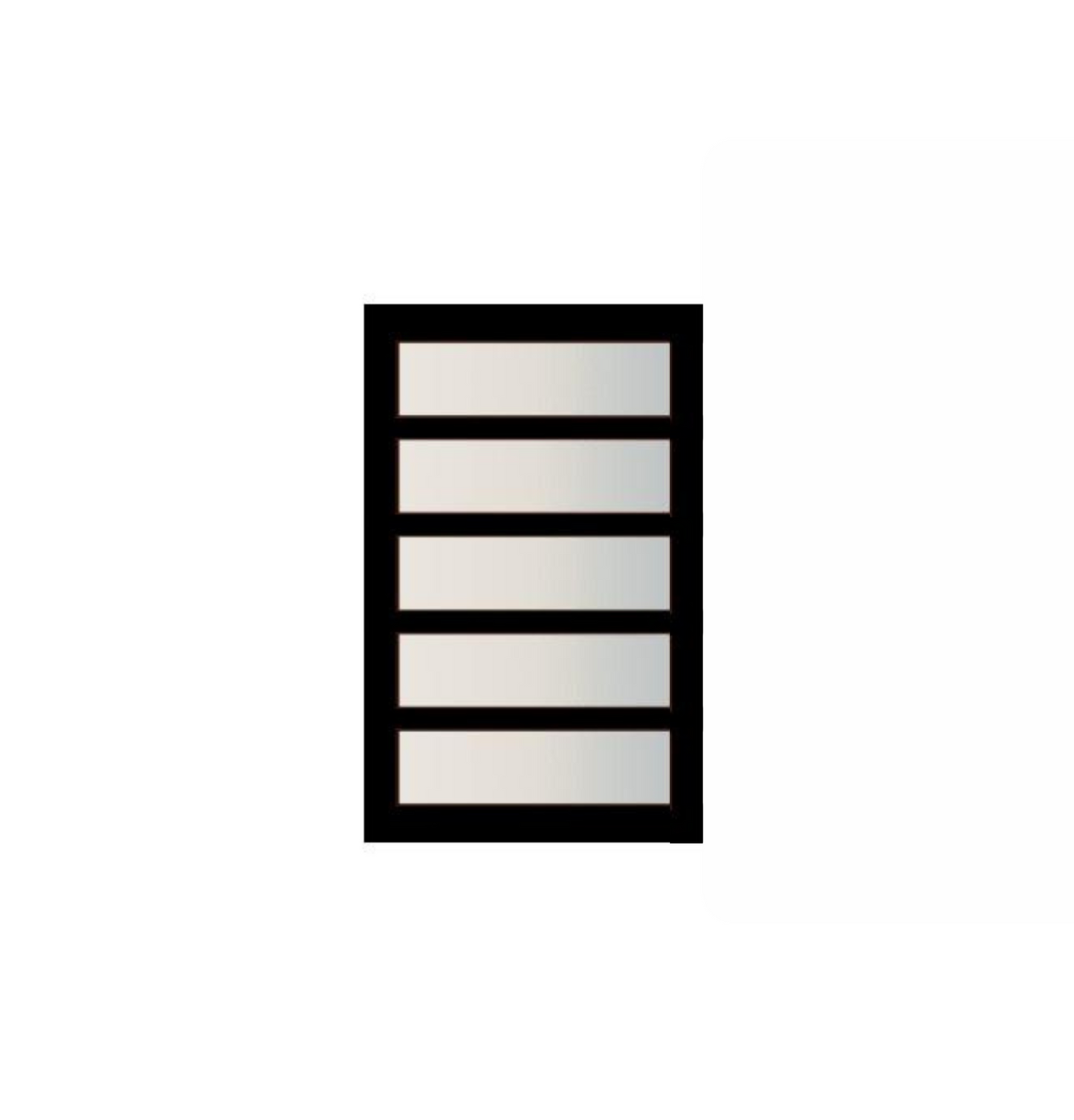 Graphic representation of a tinted glass sectional garage door for modern homes