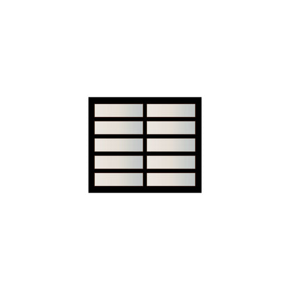 Graphic representation of a tinted glass sectional garage door for modern homes