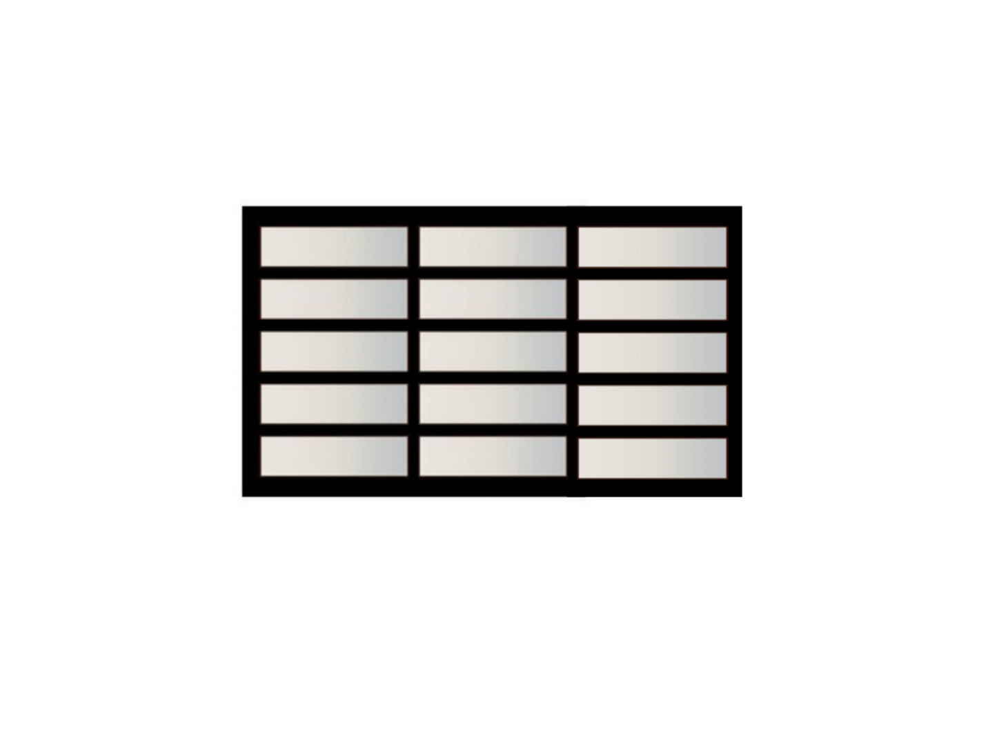 Graphic icon of a matte black garage door with frosted glass panels for modern architectural designs