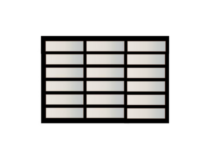 Simple graphic icon representing a modern garage door with frosted glass panels, perfect for web use and promotional materials